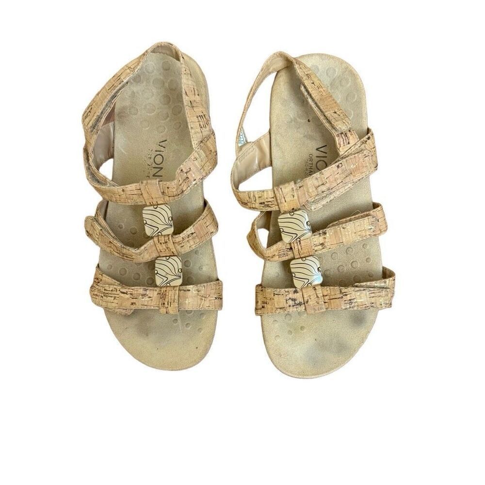 Vionic Amber Adjustable Gold Cork Sandals Size 8 - Picture 2 of 7